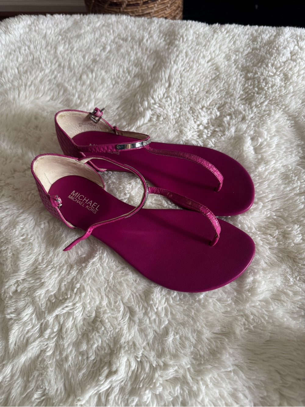 Michael Kors Magenta Wedge Thong Sandals